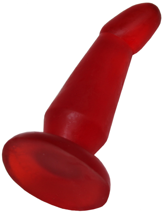 Анальная пробка изогнутая, гелевая, красная, 35x120 мм
