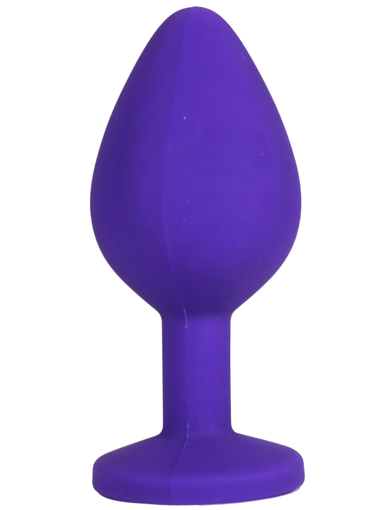 Анальная пробка силиконовая фиолетовая с цветным кристаллом, 41x90 мм