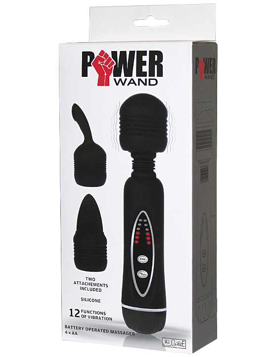 Вибратор Power Wand c дополнительными насадками, 12 видов вибрации, 45x210 мм