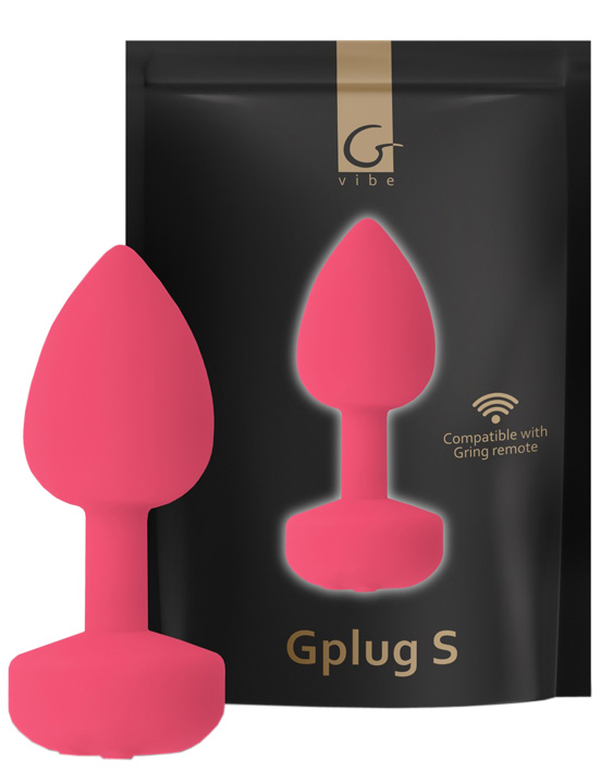 Анальная пробка Gvibe GPlug S с вибрацией, розовая, 28x80 мм