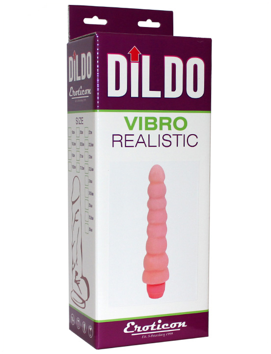 Вибратор Eroticon Vibro Realistic ребристой формы, гнущийся, ультраскин, 23x180 мм