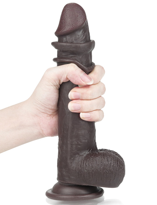 Фаллоимитатор на присоске Sliding-Skin Dual Layer Dong, чёрный, 42x230 мм