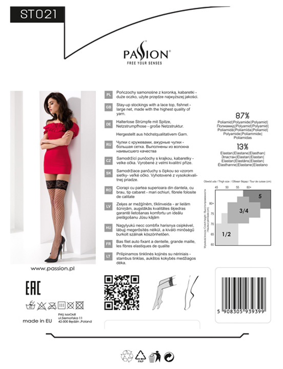 Чулки, красные, крупная сетка, размер 3/4