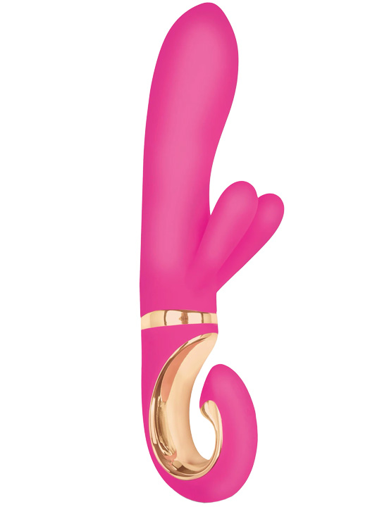 Вибратор Grabbit Mini с клиторальным отростком, розовый, 35x190 мм