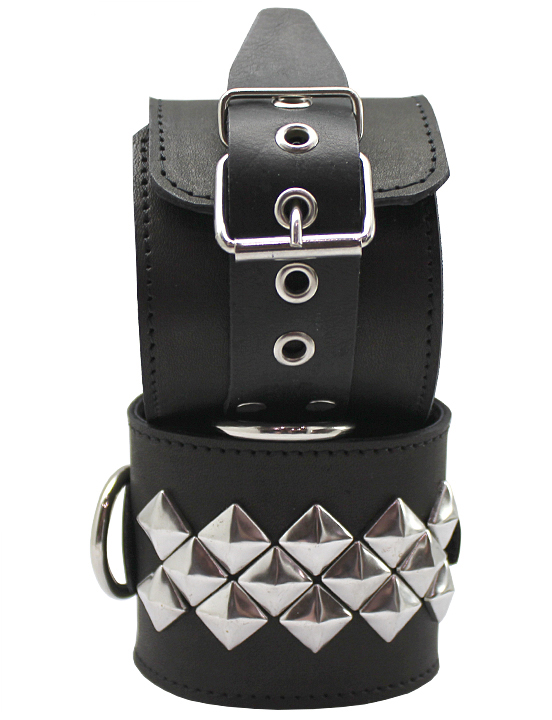 Наручники, 3 полосы квадропукли, чёрные, размер универсальный