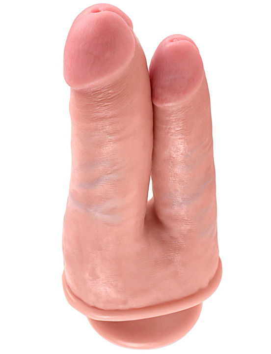 Двойной фаллоимитатор King Cock Double Penetrator Flesh на присоске, телесный