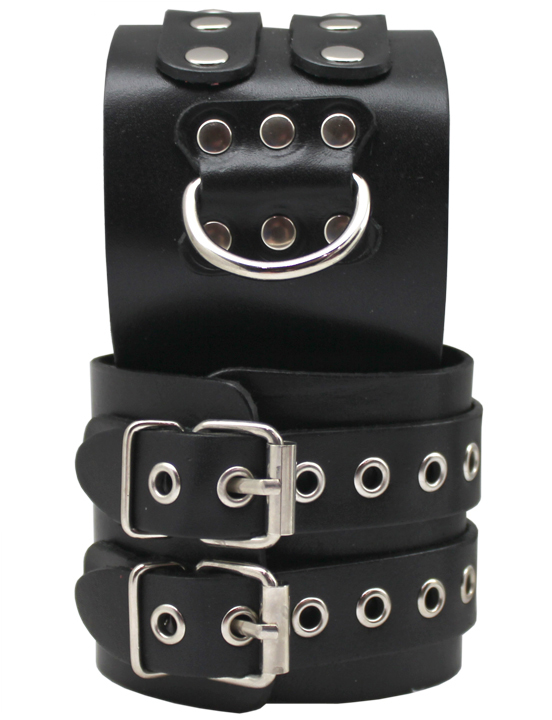 Наручники широкие, без подкладки, чёрные, размер универсальный