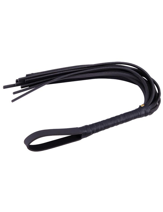 Плеть Pleasure Whip, 20 полос из искусственной кожи, чёрная