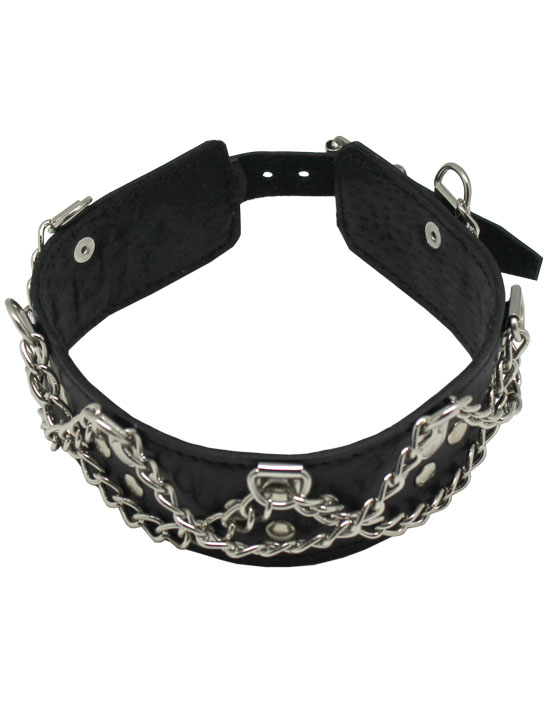 Ошейник узкий декорированный цепочками, размер универсальный