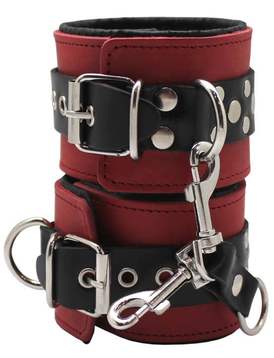 Наручники узкие, на мягкой подкладке, чёрно-красный, размер универсальный