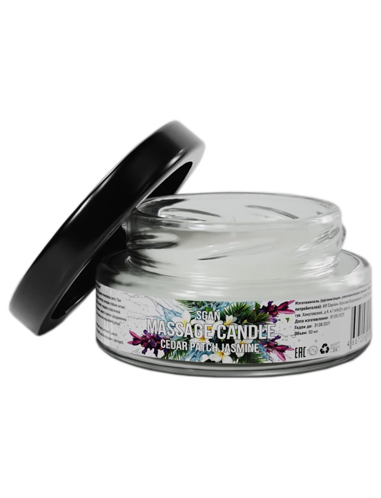 Свеча SGAN с кокосовым воском и эфирными маслами «Кедр Пачули Жасмин», 50 мл