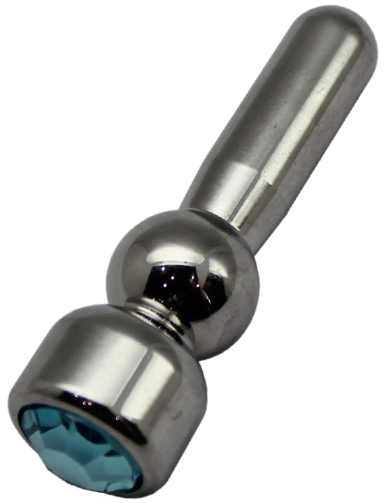 Зонд для пениса, рельефный, с голубым кристаллом, 6x46 мм