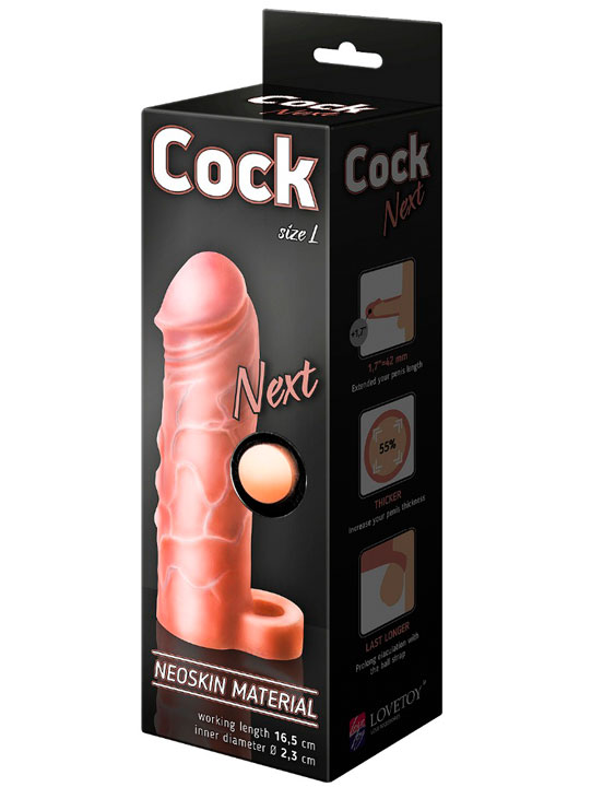 Фаллоудлинитель COCK NEXT с кольцом, неоскин, 36x165 мм