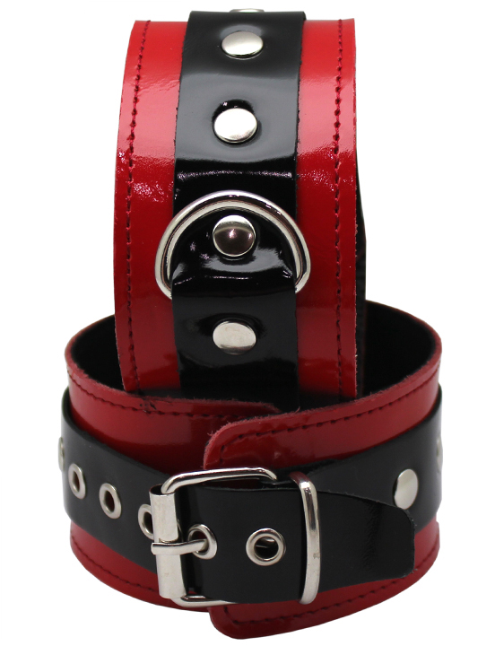 Поножи узкие, лакированные, красные