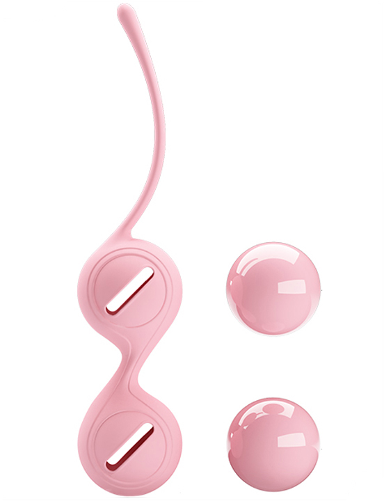 Вагинальные шарики Kegel Tighten UP I со смещённым центром тяжести, розовые, 34x160 мм