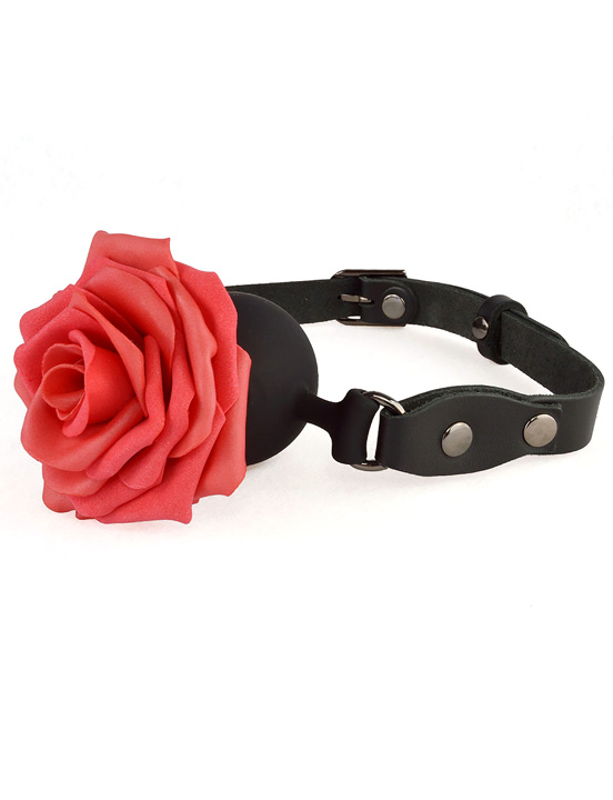 Кляп-шар с розой, чёрный