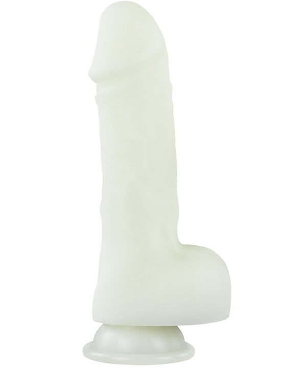 Фаллоимитатор 7.5'' Lumino Play Silicone Dildo светящийся с мошонкой на присоске, 40x193 мм