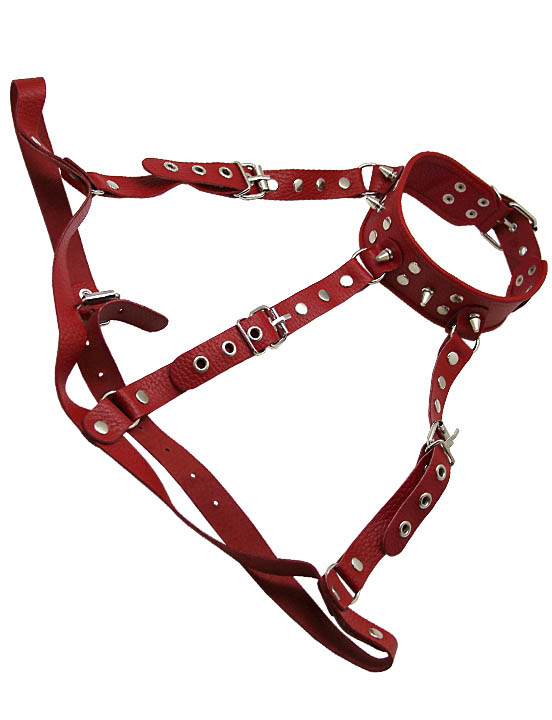 Ошейник-сбруя, красный