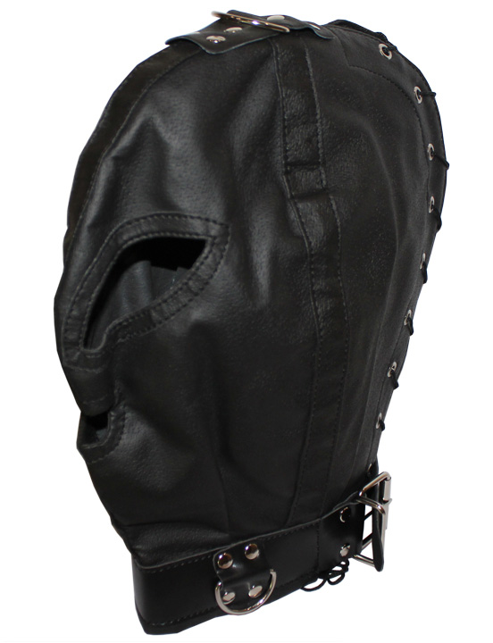 Шлем подчинения со шнуровкой, на ошейнике