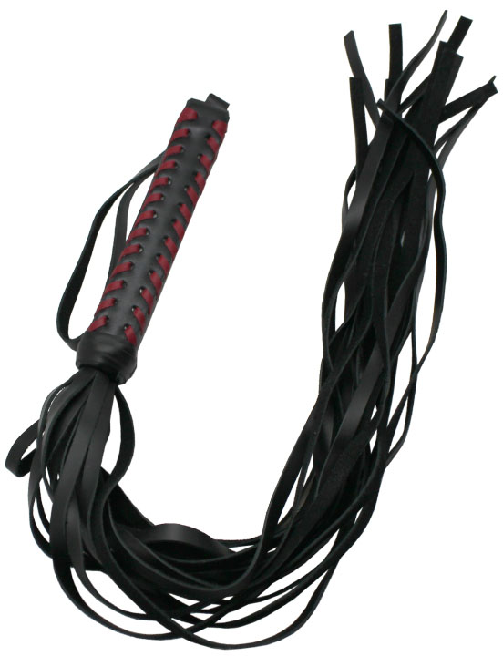 Флогер, ручка плетёная, с красной оплёткой, чёрно-красный