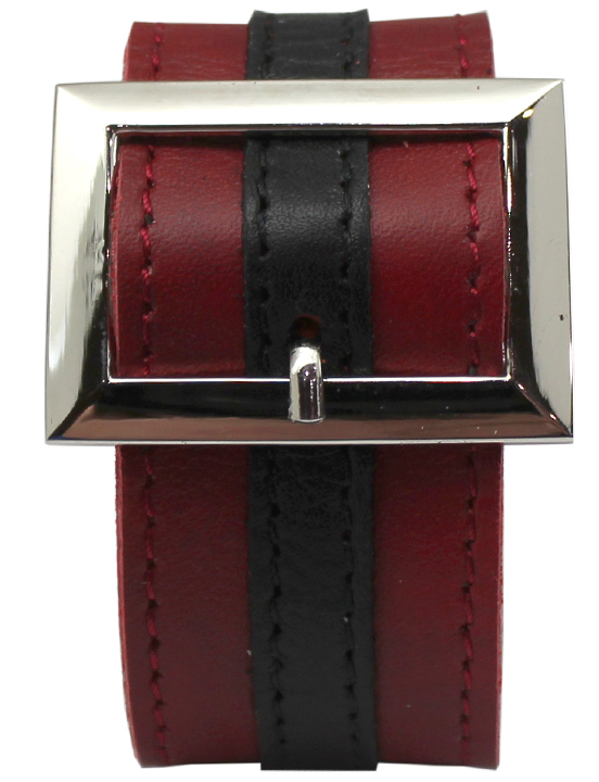 Браслет красно-чёрный с прямоугольной пряжкой, размер универсальный