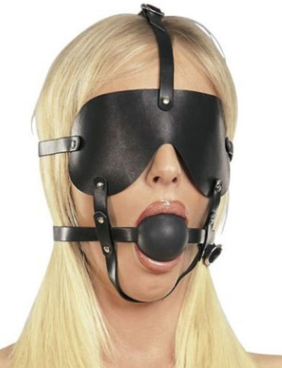 Маска-сбруя с кляпом, чёрная, размер универсальный