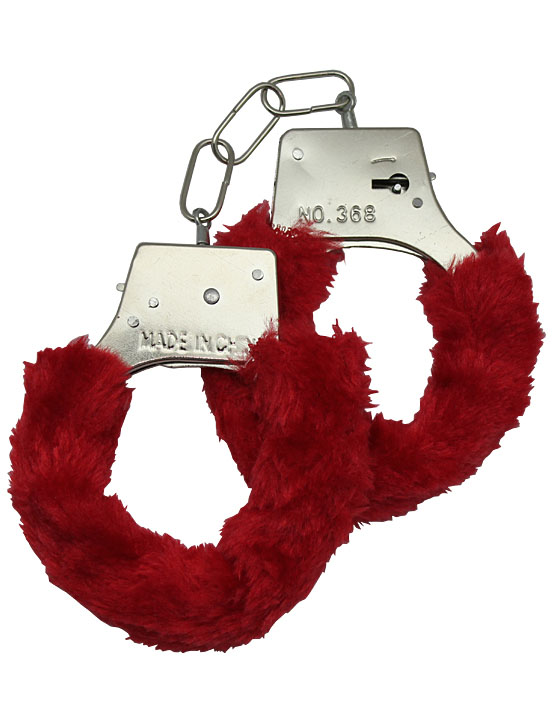 Наручники с мехом, красные