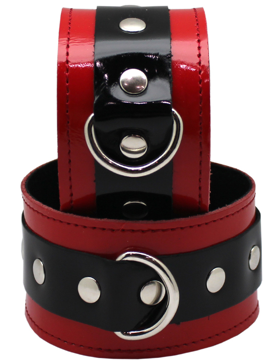 Поножи узкие, лакированные, красные