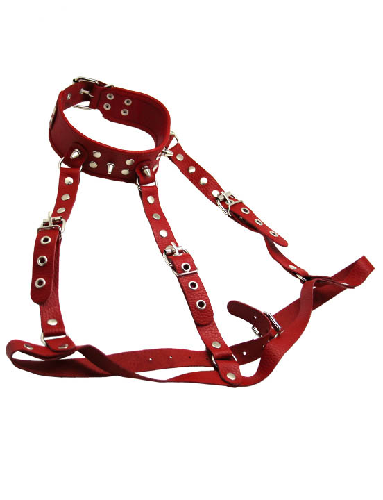 Ошейник-сбруя, красный