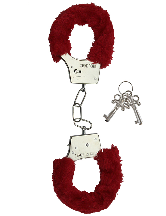 Наручники с мехом, красные