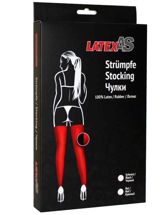 Чулки латексные, красные, размер S
