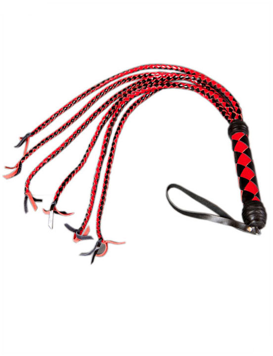 Плеть многохвостка, 6 хвостов, лакированная, чёрно-красная