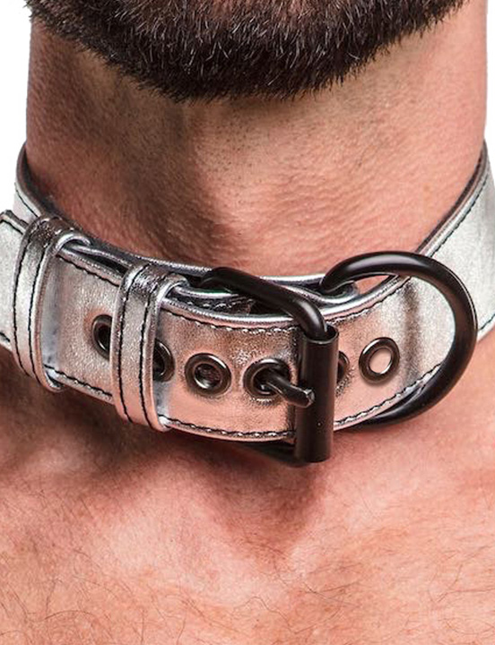 Ошейник с цепью Metallic Pup Collar, серебристый