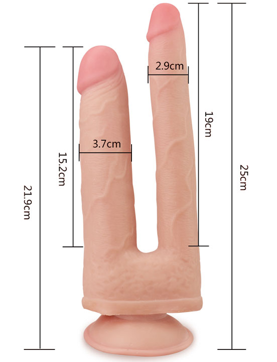 Фаллоимитатор двойной Skinlike Double Penetration Soft Cock, телесный, 37x219 мм
