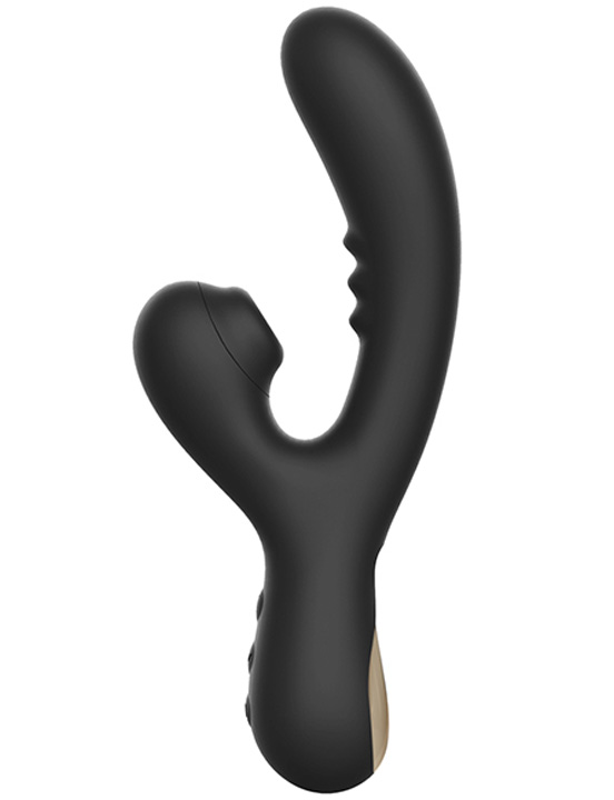 Вибратор Joanna с волновой пульсацией, силикон, 10+10 режимов, чёрный