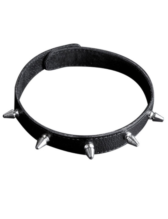 Ошейник с шипами, узкий, чёрный, размер универсальный