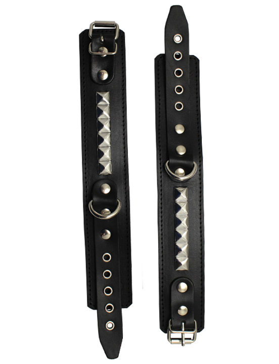 Наручники узкие, с пуклей, чёрные, размер универсальный