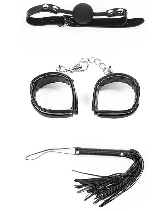 Набор БДСМ Deluxe Bondage Kit (наручники, плеть, кляп-шар)