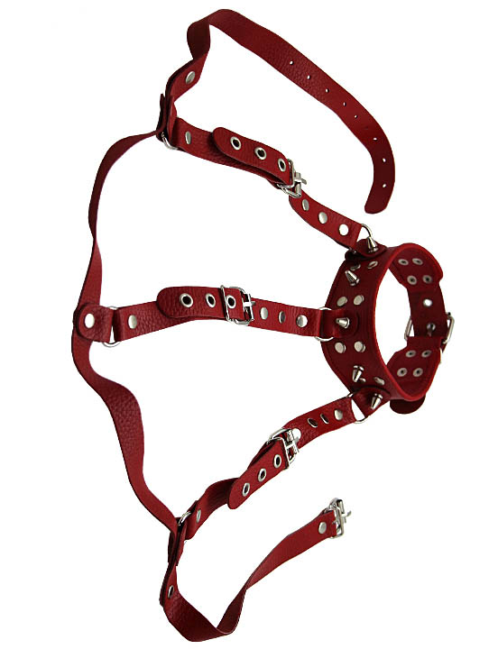 Ошейник-сбруя, красный