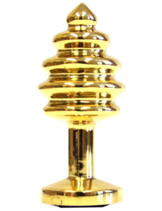 Анальная пробка с синим кристаллом, золотая, 32x74 мм