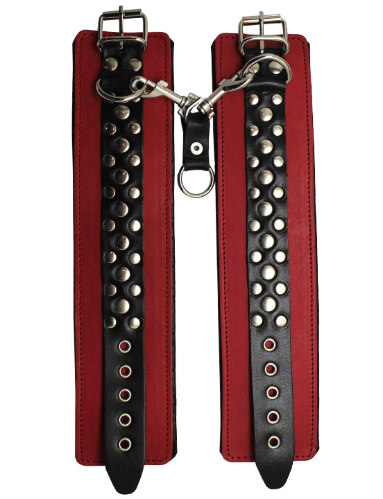 Наручники узкие, на мягкой подкладке, чёрно-красный, размер универсальный