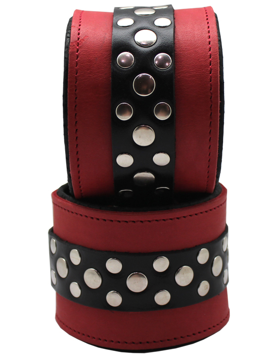 Наручники узкие, на мягкой подкладке, чёрно-красный, размер универсальный