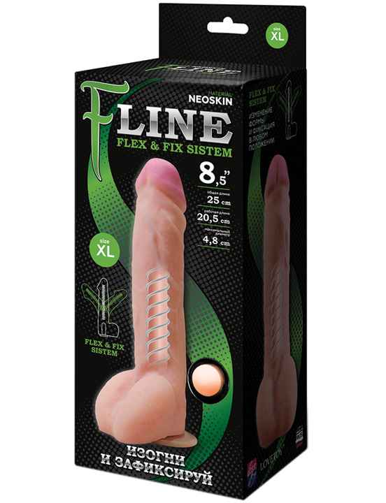 Фаллоимитатор на присоске F Line, неоскин, телесный, 48x250 мм