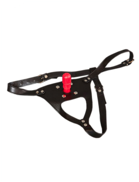 Трусы с плугом, натуральная кожа, чёрные