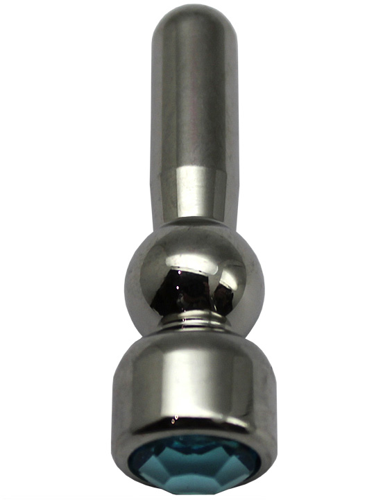 Зонд для пениса, рельефный, с голубым кристаллом, 6x46 мм