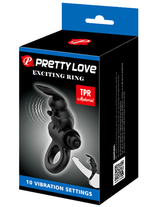 Виброкольцо зайчик, 10 режимов, TPR, d24x44 мм