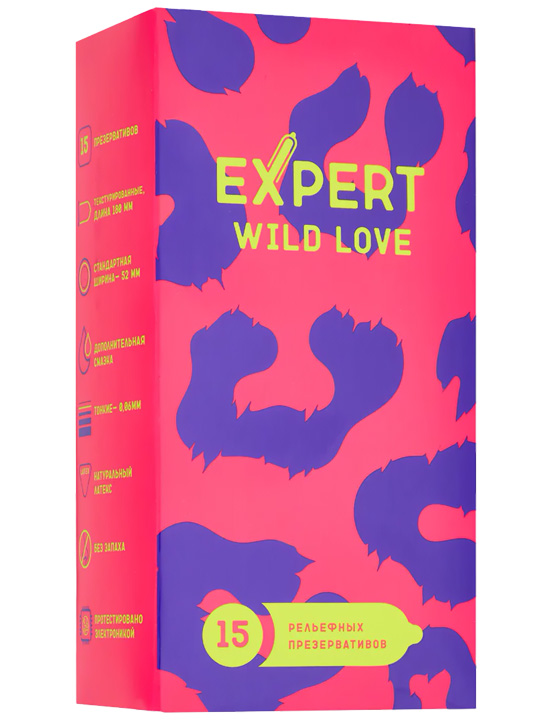 Презервативы Expert Wild Love ребристые с точками, 15 шт.