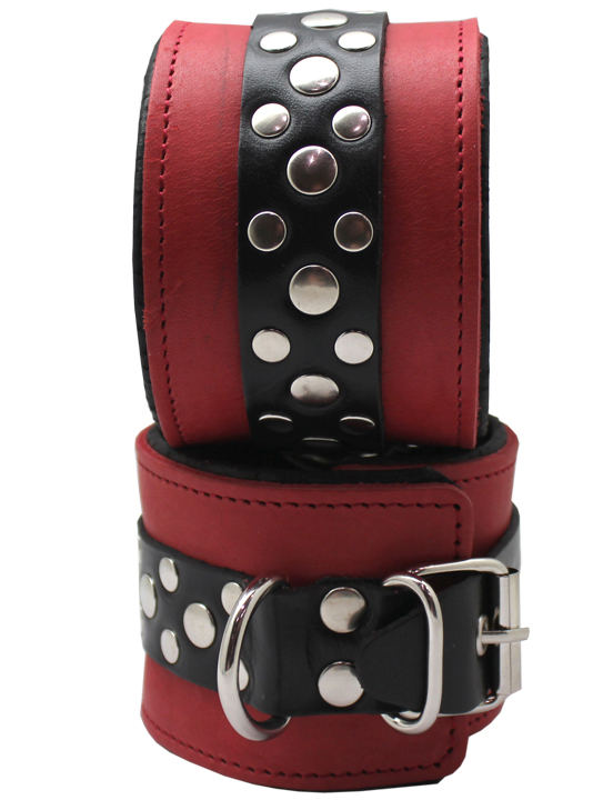 Наручники узкие, на мягкой подкладке, чёрно-красный, размер универсальный