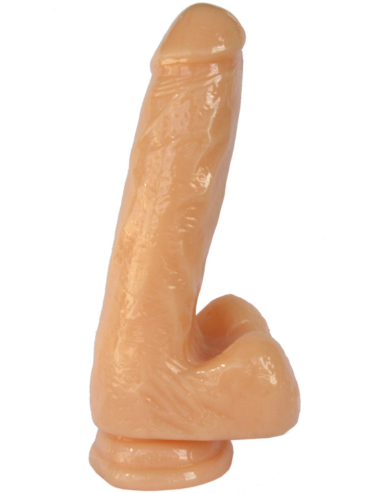 Фаллоимитатор на присоске с мошонкой, TPR, телесный, 175x38 мм