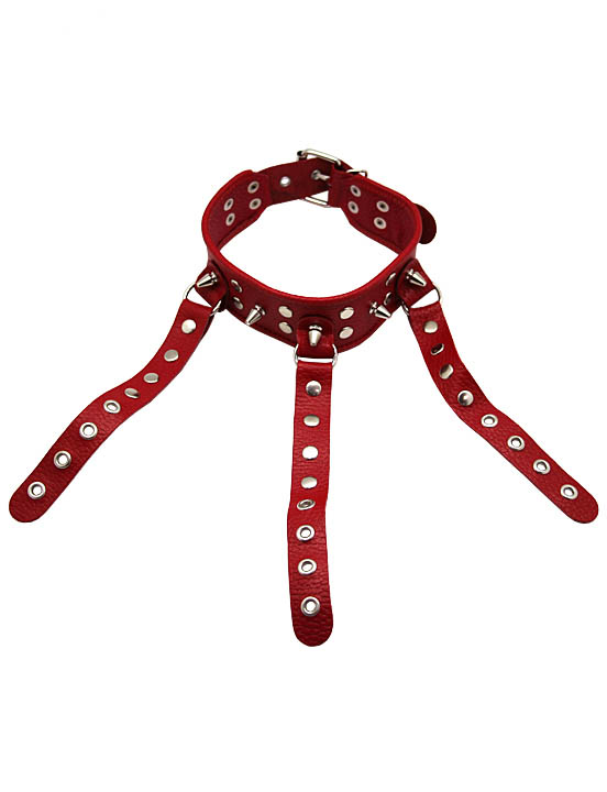 Ошейник-сбруя, красный